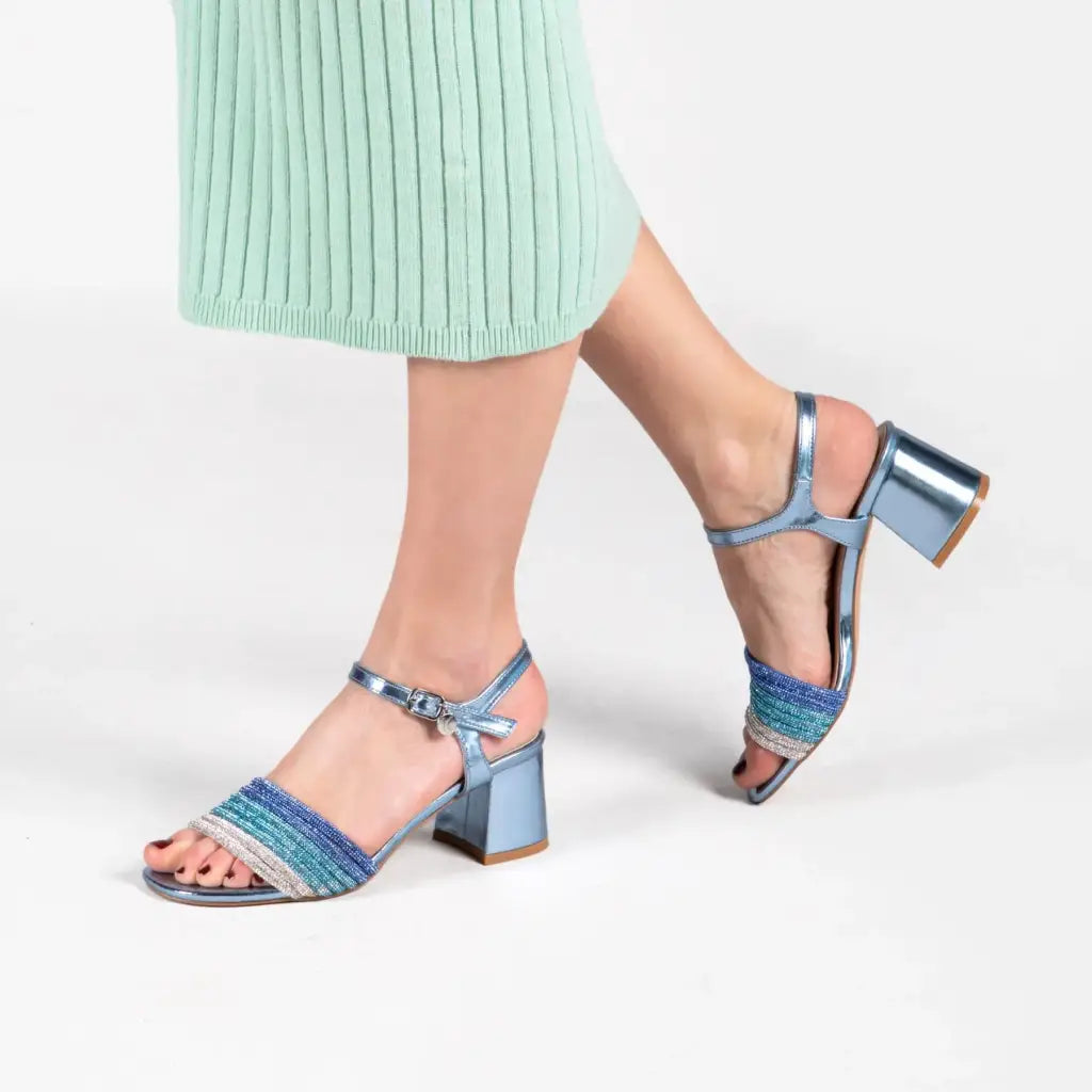 7499 Blue Multi - HEEL SANDALS - SS24 • WOMEN SHOES